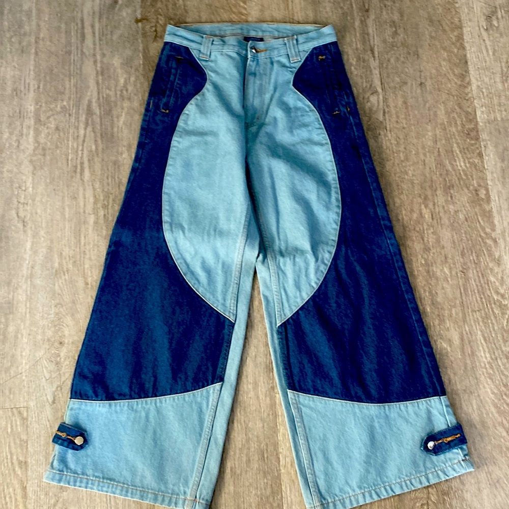 Liquid lagoon flared denims